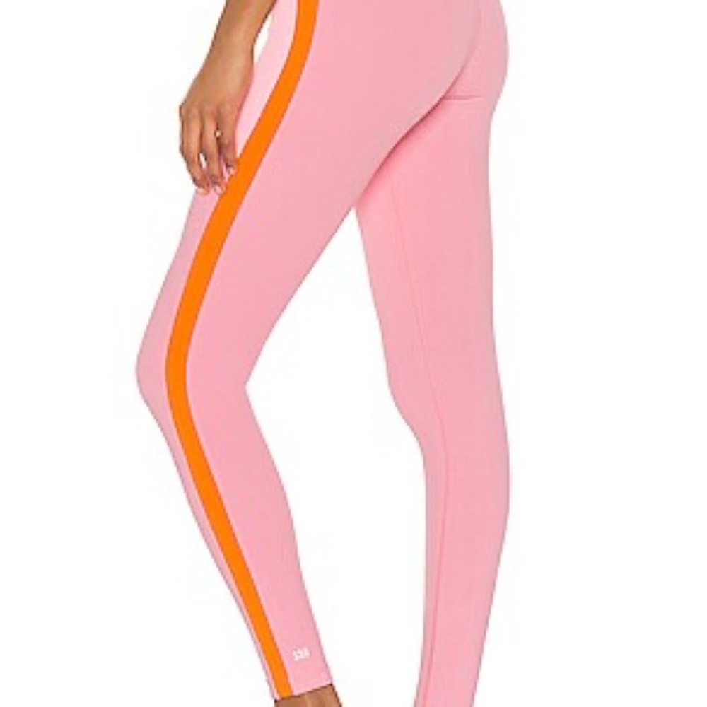 Splits59 Pink and Orange Color-Block Leggings